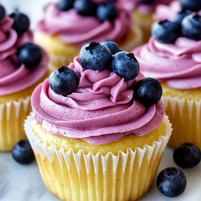 Lemon Blueberry Cupcakes with Blueberry Buttercream Frosting