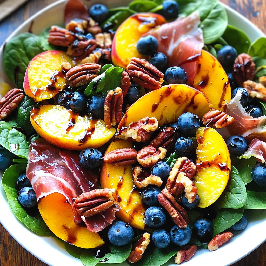 Peach Blueberry Spinach Salad
