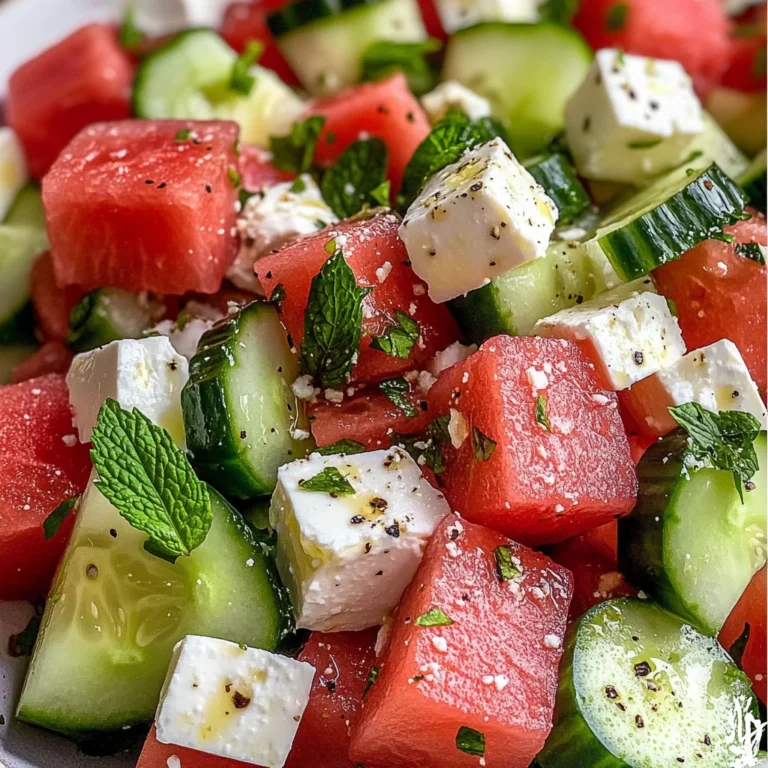 SIMPLE Watermelon + Cucumber + Feta Salad