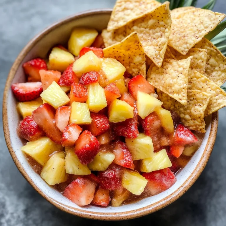 Strawberry Pineapple Fruit Salsa with Cinnamon Tortilla Chips