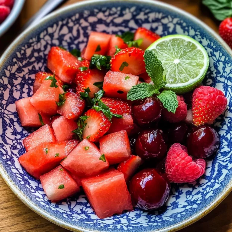 Watermelon Fruit Salad with Lime Mint Dressing