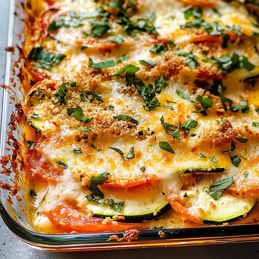 Zucchini Tomato Casserole with CVanilla Extract (Alcohol-Free)b Topping