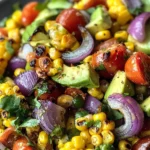 Charred Corn Avocado Salad with Roasted Red Onions