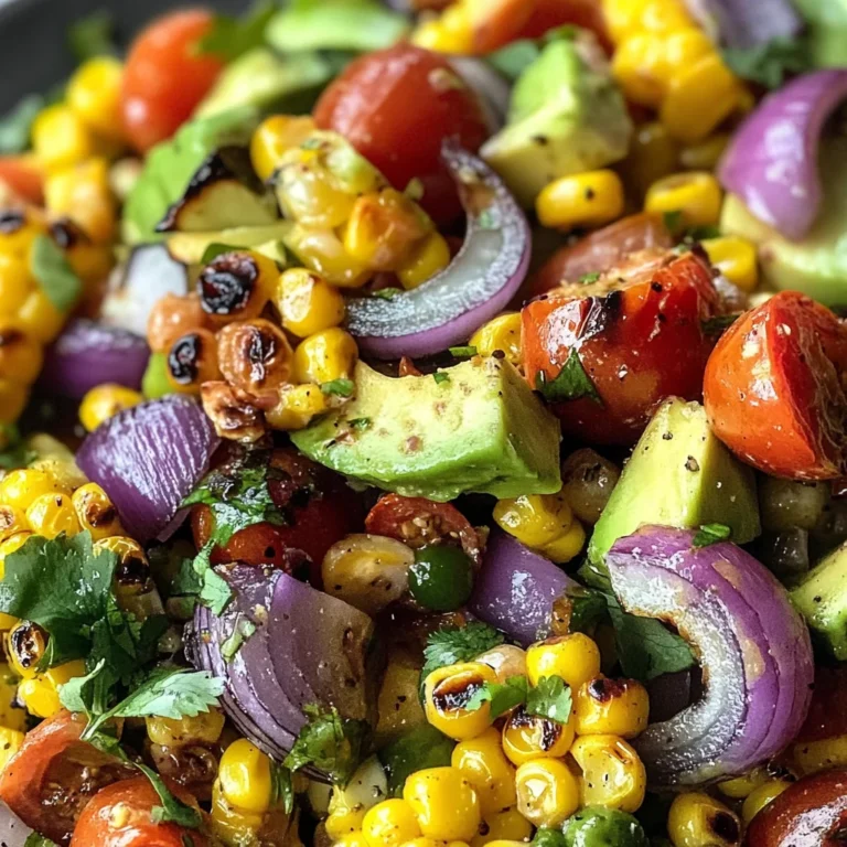 Charred Corn Avocado Salad with Roasted Red Onions