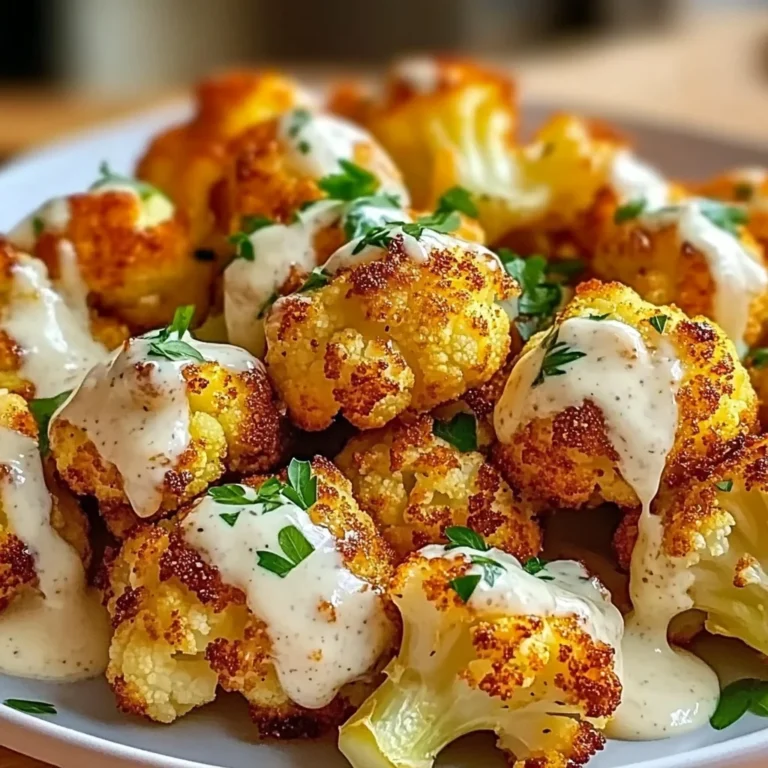 Crispy Baked Cauliflower Bites with Garlic Sauce