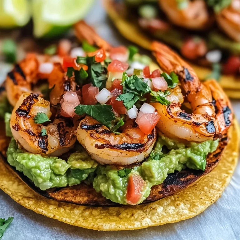 Grilled Shrimp Tostadas with Guacamole & Pico de Gallo