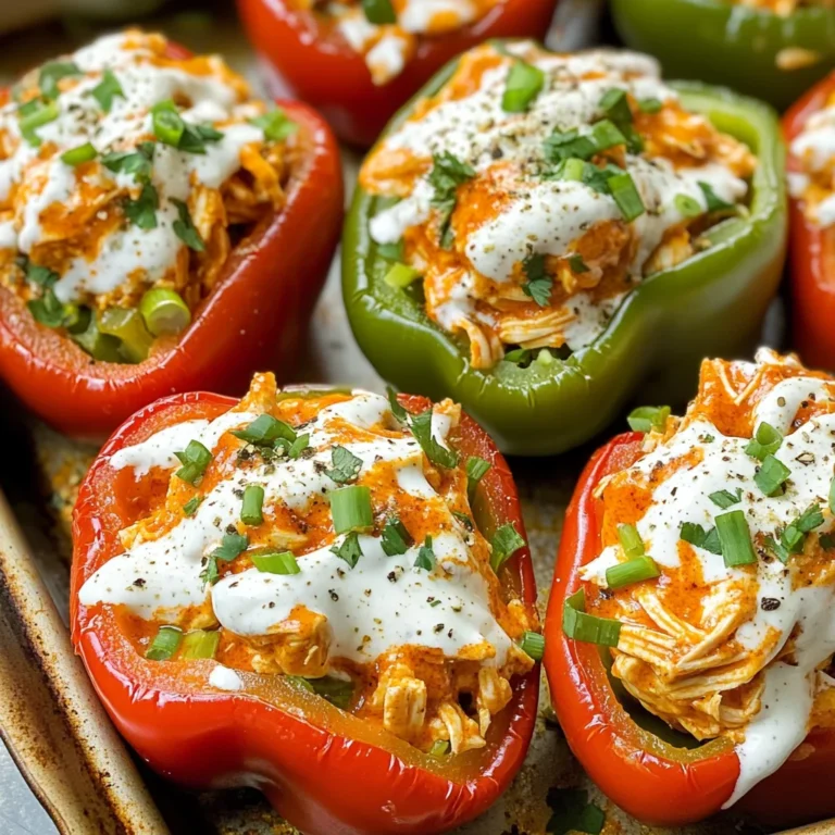 Buffalo Chicken Stuffed Peppers - Dairy Free & Low Carb