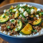 Greek-Style Beef and Zucchini Rice Bowl
