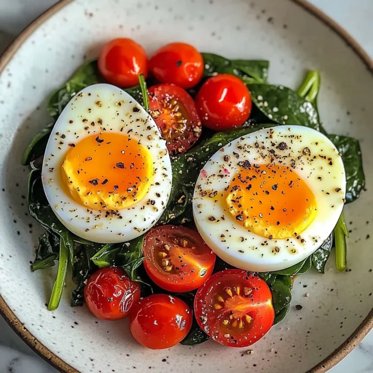 Boiled Eggs with Sautéed Cherry Tomatoes & Spinach