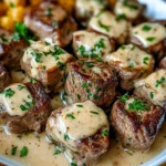 Garlic Butter Steak Bites with a Rich Parmesan Cream Sauce