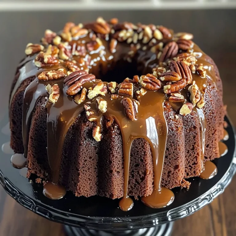 German Chocolate Bundt Cake with Caramel Pecan Topping