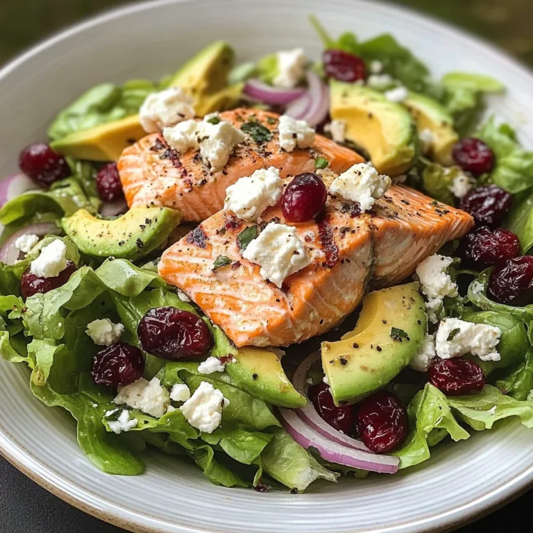 Grilled Salmon & Avocado Salad with Cranberries and Feta