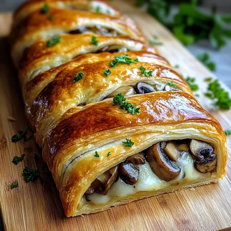 Savory Mushroom & Gruyère Puff Pastry Braid