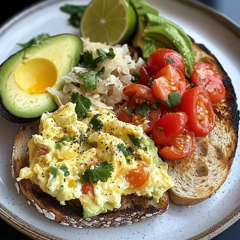 Scrambled Egg & Avocado Plate with Tomato Salad & Sauerkraut