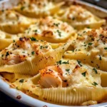 Seafood Stuffed Jumbo Shells with Creamy Cheese Sauce