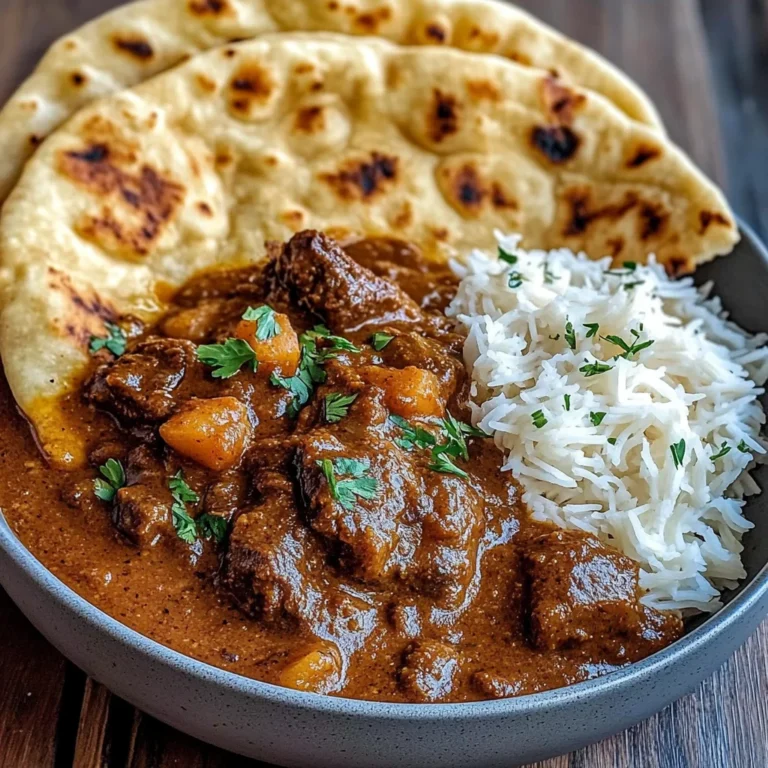 Slow-Cooked Beef Curry with Buttery Garlic Naan