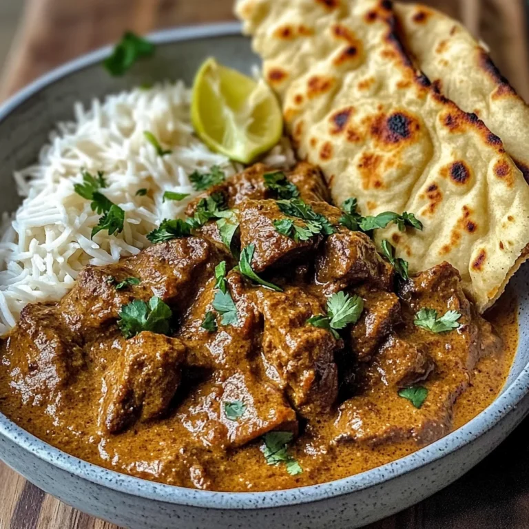 Slow-Cooked Beef and Coconut Curry with Garlic Naan