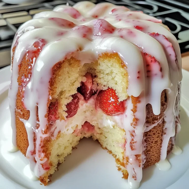 Strawberry Cream Cheese Pound Cake with White Glaze