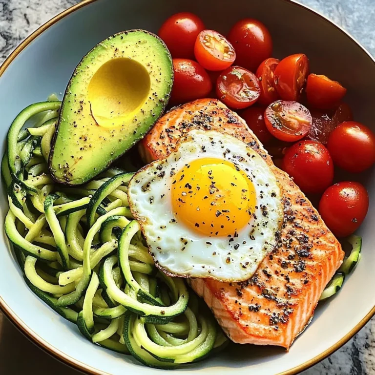 Zoodle Power Plate with Salmon, Avocado & Sunny Egg